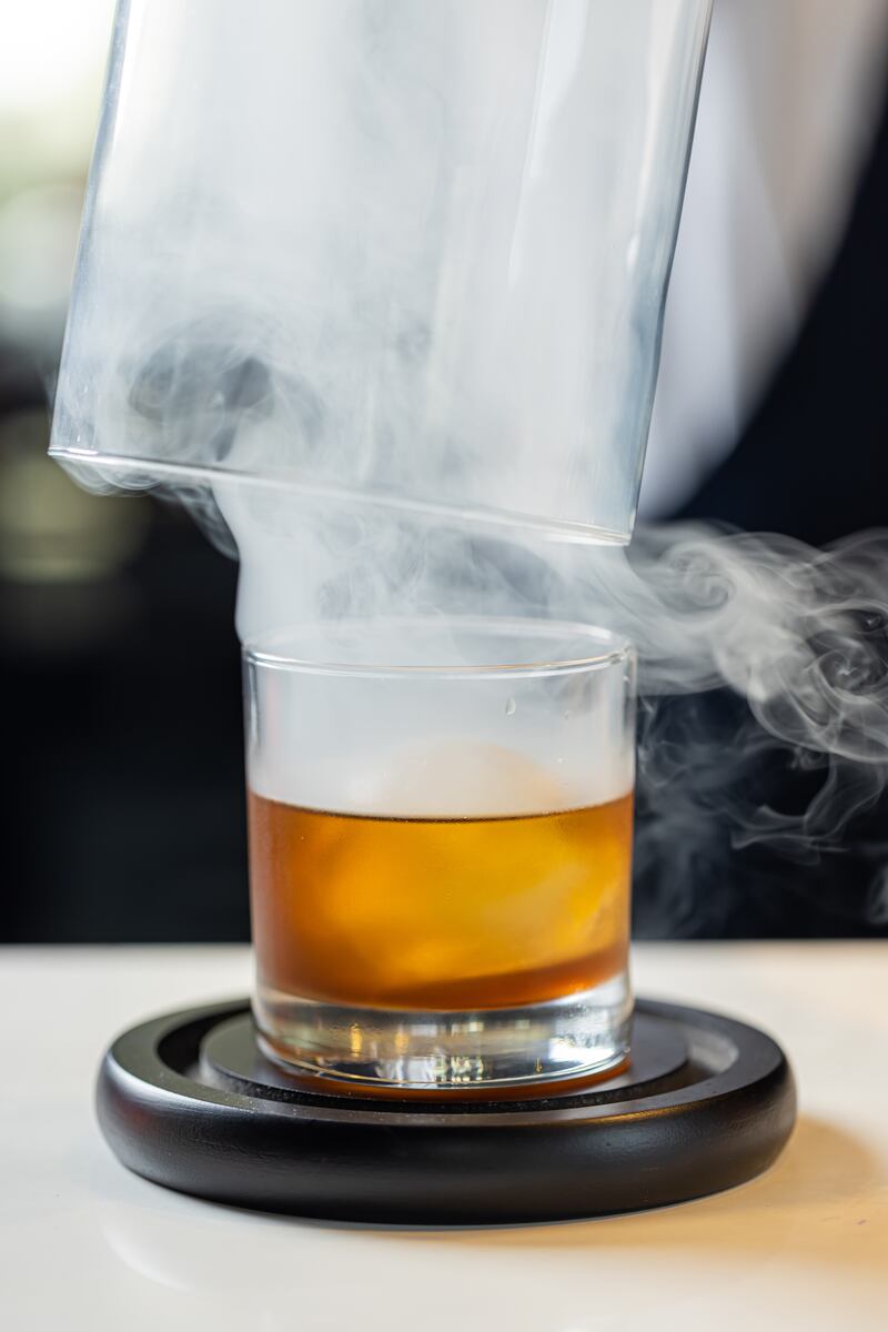 Smoked honeycomb old fashioned.