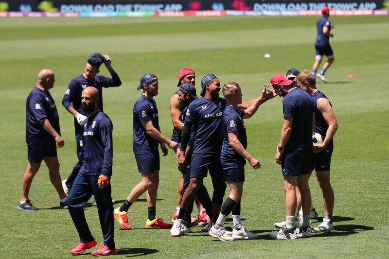 England players attend a practice session at the Adelaide Oval. AFP