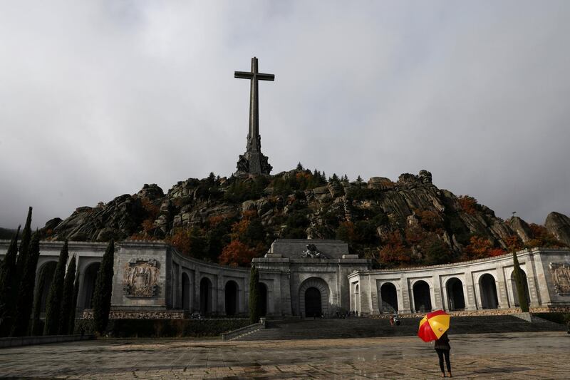 A visitor stands outside the Valle de los Caidos (The Valley of the Fallen), the mausoleum holding the remains of former Spanish dictator Francisco Franco, on the 43rd anniversary of his death, in San Lorenzo de El Escorial, outside Madrid, Spain. Reuters