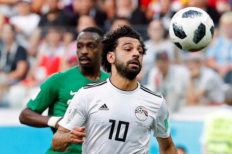 Mohamed Salah of Egypt in action during the Group A match against Saudi Arabia. EPA