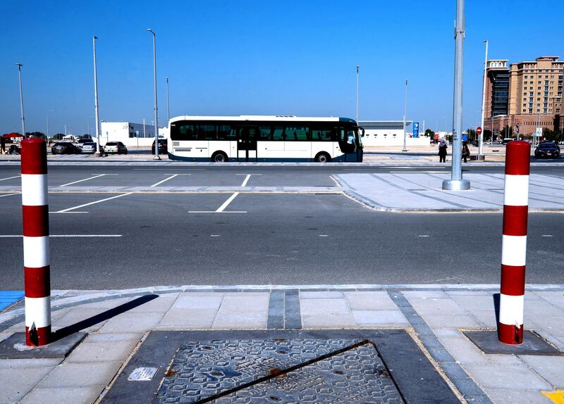 Abu Dhabi, United Arab Emirates, January 20, 2021.  Abu Dhabi has started a 'park and ride' service for motorists as an alternate travel option after the launch of Darb toll gate system. They can park their vehicles in designated areas and take public buses for free to travel to places within Abu Dhabi.
Victor Besa/The National 
Section:  NA
Reporter:  Nilanjana Gupta