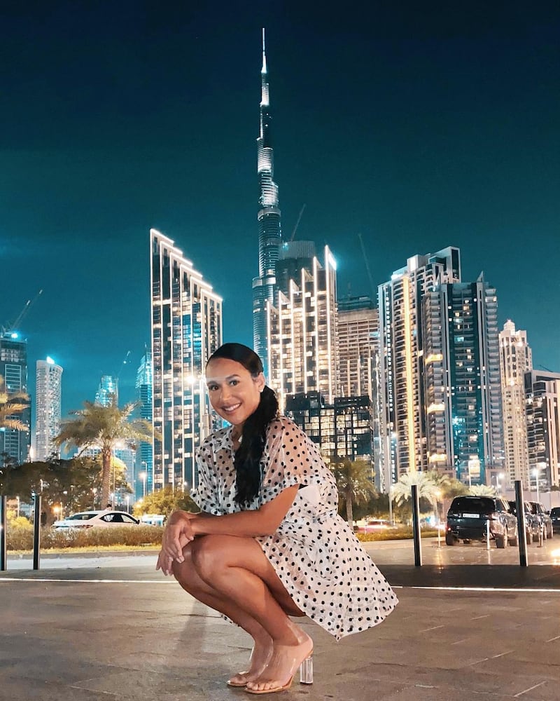 Heather Watson: The Guernsey-born tennis player and former British number one revealed that she had to ‘pop a squat to fit the Burj Khalifa in’ when it came to posing by the world’s tallest building. Instagram