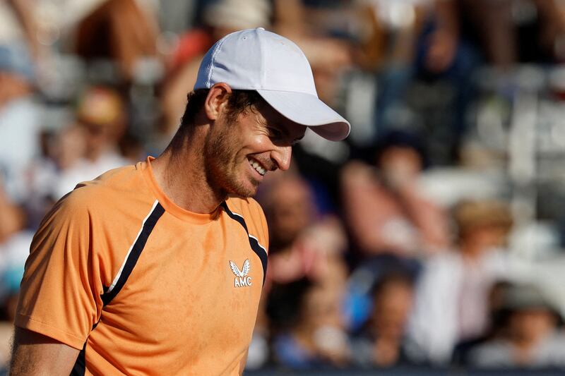Andy Murray reacts after losing a point against Tomas Machac at the Miami Open. AP