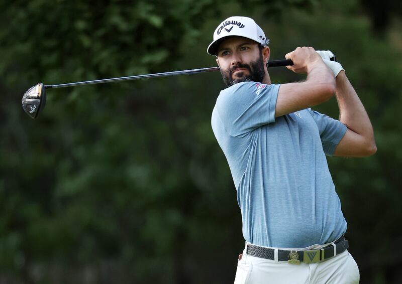 Adam Hadwin plays his shot from the 17th tee during the first round of the US Open. AFP