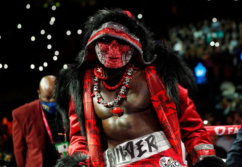 Deontay Wilder makes his entrance before the fight. Reuters