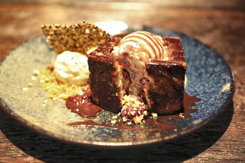 DUBAI, UNITED ARAB EMIRATES , September 27 – 2020 :- Shibuya honey toast dish at the Brass Monkey, new dining and entertainment destination on the Bluewaters Island in Dubai.  (Pawan Singh / The National) For Lifestyle/Online/Instagram. Story by Janice Rodrigues 