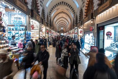 People shop at the Misir Bazaar in Istanbul, Turkey. EPA 