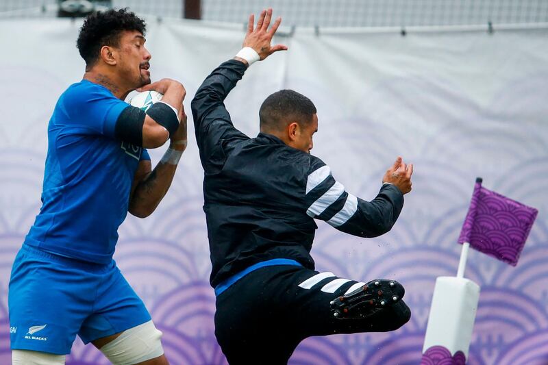 New Zealand's Ardie Savea, left, and Richie Mo'unga. AFP