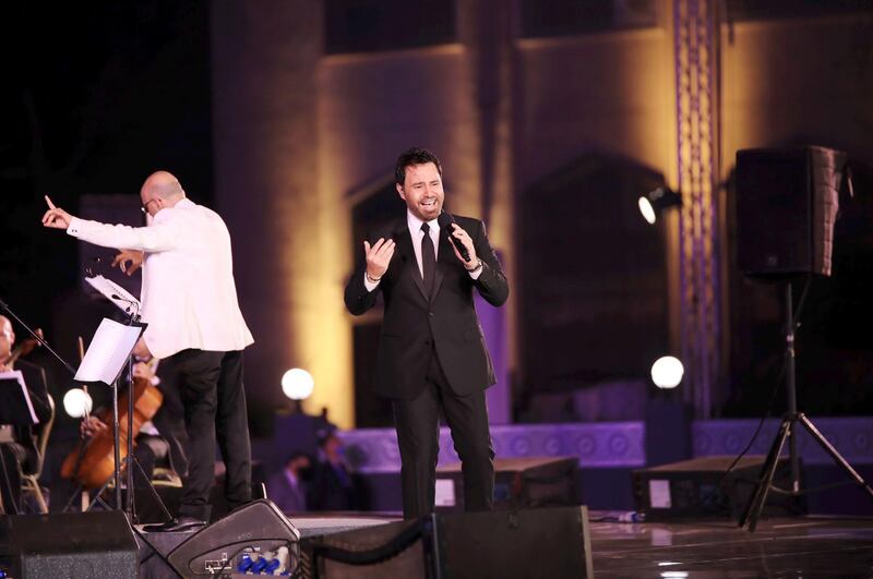 Mandatory Credit: Photo by MAHMOUD AHMED/EPA-EFE/Shutterstock (10997081a)
Lebanese singer Assi el Hallani performs during the 29th edition of the Arab Music Festival at Cairo Opera House, Cairo, Egypt, 04, November 2020 (issued 05 November 2020).
Assi el Hallani concert in Cairo Opera House, Egypt - 04 Nov 2020