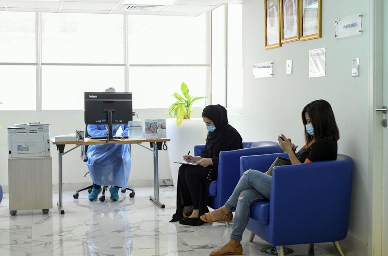 Abu Dhabi, United Arab Emirates - Waiting area at MenaLabs Medical Laboratory in Abu Dhabi. Khushnum Bhandari for The National
