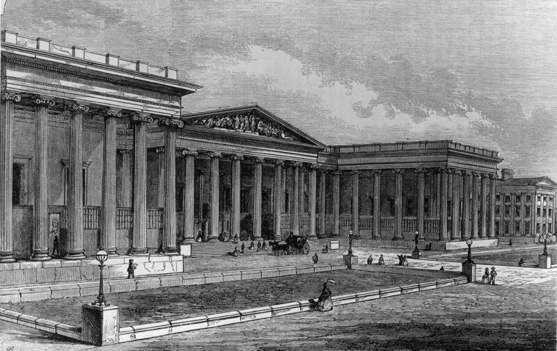 The neo-classical exterior of the British Museum in 1865