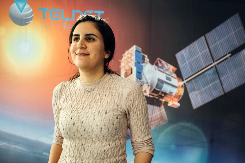 Haifa Triki, 27, is a payload specialist on the Challenge-1 satellite team. "I decided to stay in Tunisia to do something meaningful," she said. Erin Clare Brown/ The National