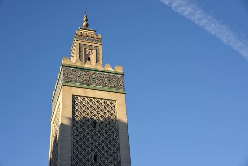 The minaret towers over the low-rise neighbourhood in which the mosque was built.