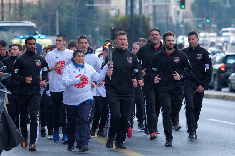 Torch Run through Athens, Greece which followed the Torch Lighting Ceremony at the Zappeion Palace on 27 February 2019. The flame was welcomed at the United Arab Emirates (UAE) Embassy in Athens and will now be transported to Abu Dhabi by members of the Law Enforcement Torch Run® for Special Olympics – the Guardians of the Flame – ahead of the Games which kick off on 14 March 2019. Over 7,500 athletes from over 190 countries will compete in the Special Olympics World Games from 14 to 21 March 2019.