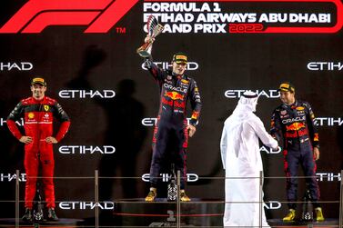 Max Verstappen finishes  first on Sunday’s  F1 World Championship, Abu Dhabi Grand Prix. Victor Besa / The National