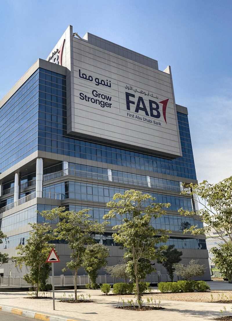 Abu Dhabi, United Arab Emirates - February 7th, 2018: FAB (First Abu Dhabi Bank) Head office - Business Park. Wednesday, February 7th, 2018. Twofour54, Abu Dhabi. Chris Whiteoak / The National