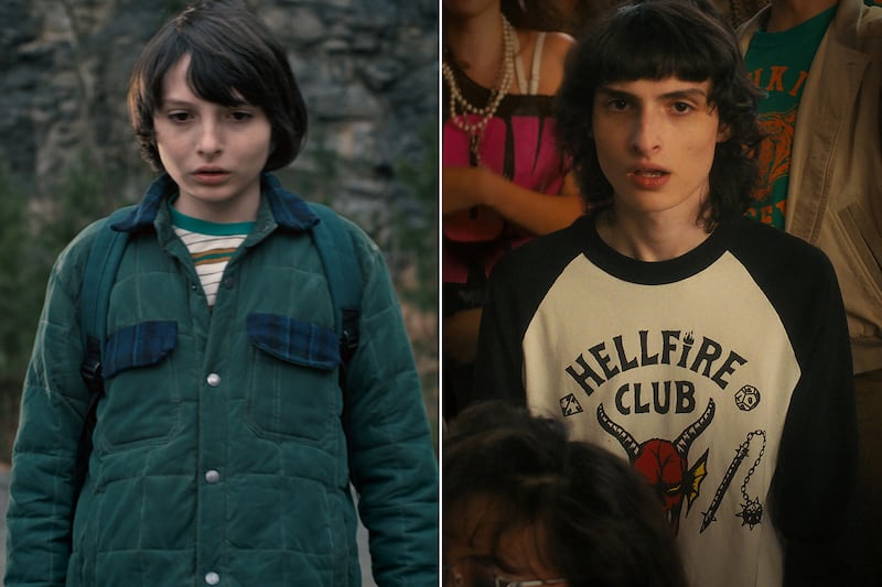 Finn Wolfhard in season one and season four. Wolfhard has said in the past how he almost gave up on acting before landing the gig on 'Stranger Things'.