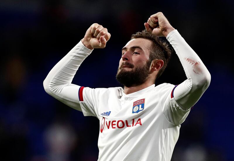 Lucas Tousart of Lyon celebrates after the win against Juventus. EPA