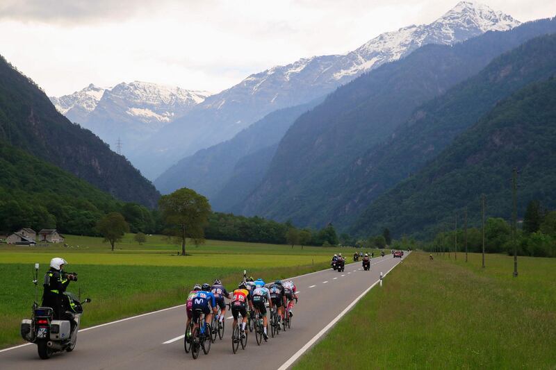 Breakaway riders near Lostallo, Switzerland, during Stage 20 of the Giro d'Italia on Saturday, May 29. AFP