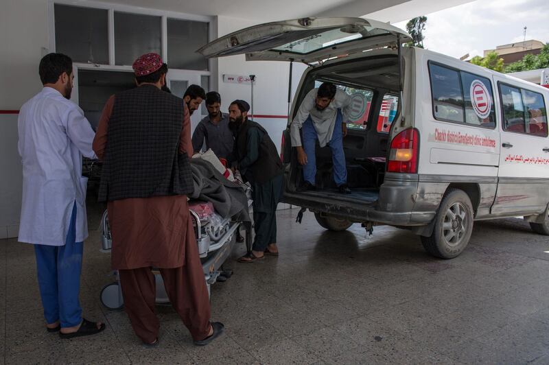 A new patient arrives at the Emergency Hospital on the second day of Eid-al-Fitr in Kabul. 