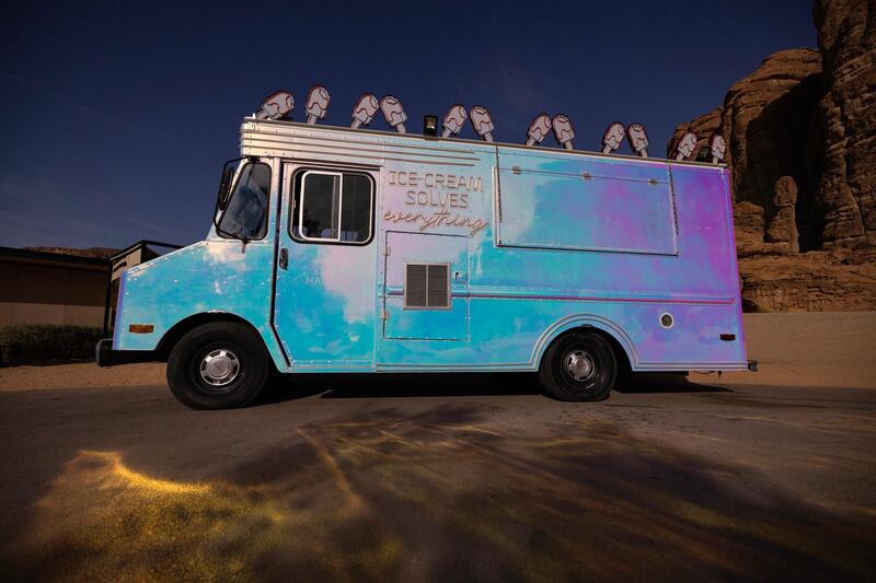 An ice cream van parked at the ancient archeological site. AFP