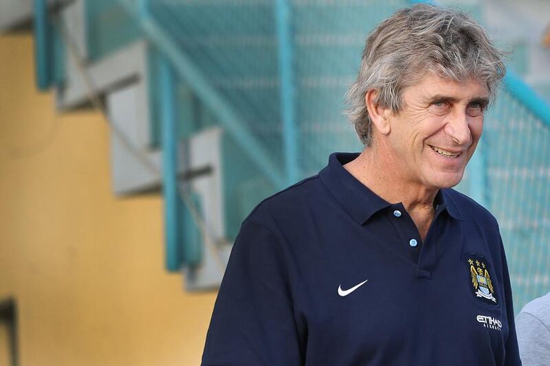 Manuel Pellegrini, the Manchester City manager, remains bullish on their chances to win the English Premier League title. Delores Johnson / The National

