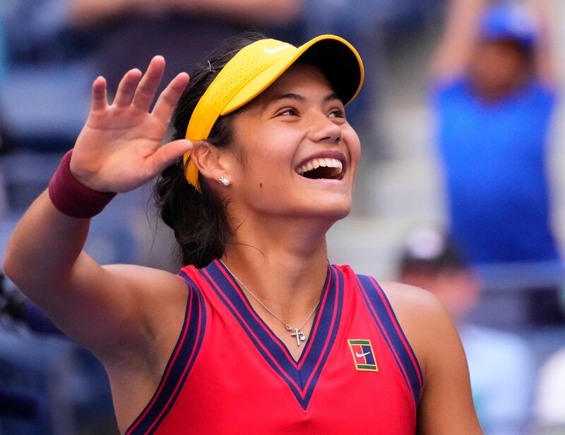 Emma Raducanu after beating Shelby Rogers on day eight of the 2021 US Open. USA TODAY Sports