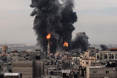 An Israeli air strike hits Rafah on December 20, 2023. AFP