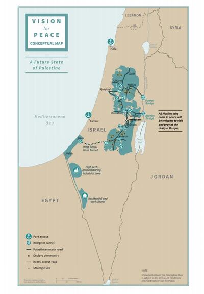 A Future State of Palestine from the "Peace to Prosperity" document.