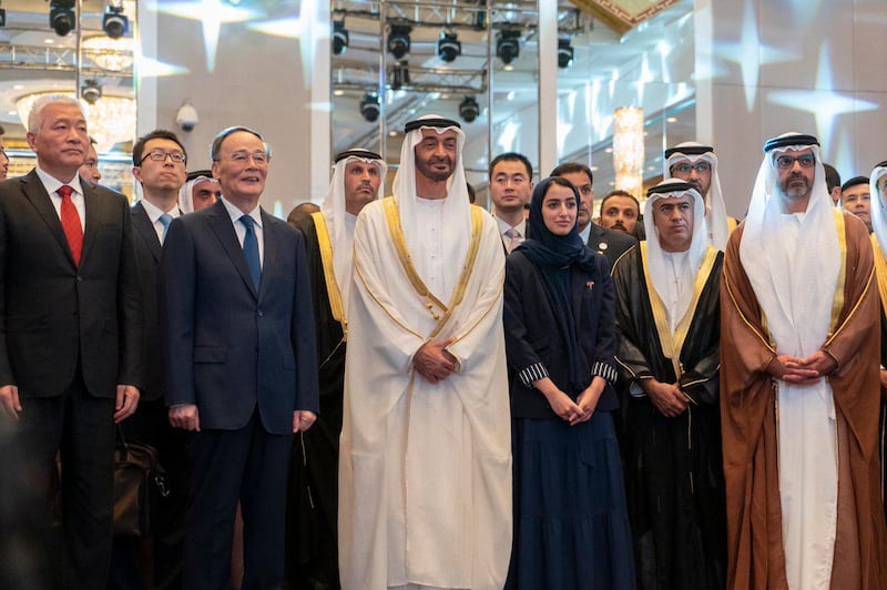Sheikh Mohammed bin Zayed and Mr. Wang attended a reception hosted by UAE embassy in Beijing.