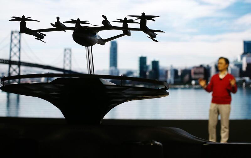 LAS VEGAS, NEVADA - JANUARY 06: A model of the S-A1 urban air taxi concept is displayed during a Hyundai press event for CES 2020 at the Mandalay Bay Convention Center on January 6, 2020 in Las Vegas, Nevada. CES, the world's largest annual consumer technology trade show, runs January 7-10 and features about 4,500 exhibitors showing off their latest products and services to more than 170,000 attendees.   Mario Tama/Getty Images/AFP
== FOR NEWSPAPERS, INTERNET, TELCOS & TELEVISION USE ONLY ==
