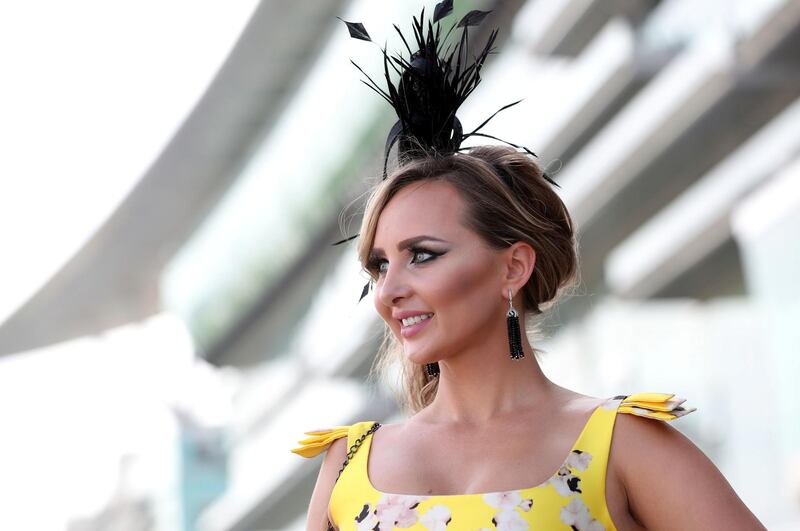 Dubai, United Arab Emirates - March 30, 2019: Christina Bati enjoys her day at the Dubai World Cup. Saturday the 30th of March 2019 at Meydan Racecourse, Dubai. Chris Whiteoak / The National