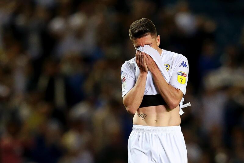 LEEDS, ENGLAND - MAY 15: Pablo Hernandez of Leeds United reacts following defeat in the Sky Bet Championship Play-off semi final second leg match between Leeds United and Derby County at Elland Road on May 15, 2019 in Leeds, England. (Photo by Alex Livesey/Getty Images)