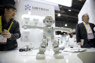 Lynx, a video-enabled humanoid robot designed by Ubtech, which uses Amazon's Alexa voice recognition system. AP Photo