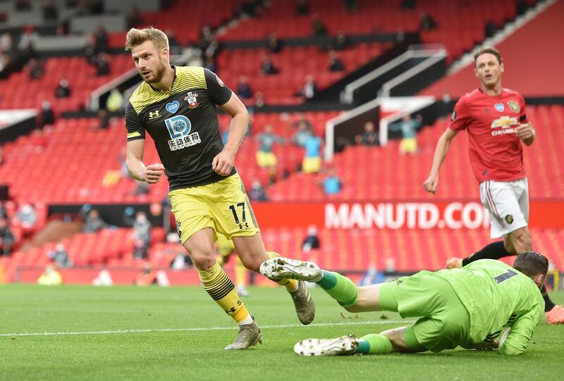 Stuart Armstrong - 7: Wonderful control in first half to bring down cross but could only drive straight at De Gea. No mistake a few minutes later when showed great composure to take a touch and put his team one up. Reuters