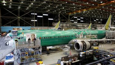 A Boeing 737 MAX-9 under construction at the company's production facility in Renton, Washington. Reuters