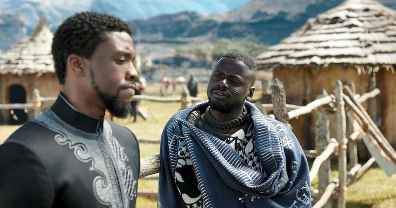 Chadwick Boseman and Daniel Kaluuya in Black Panther (2018). Courtsey: Disney/Marvel Studios