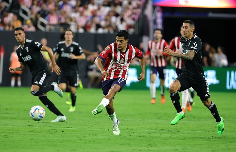 Jesus Sanchez of Chivas during the friendly match at Allegiant Stadium in Las Vegas, Nevada. AFP
