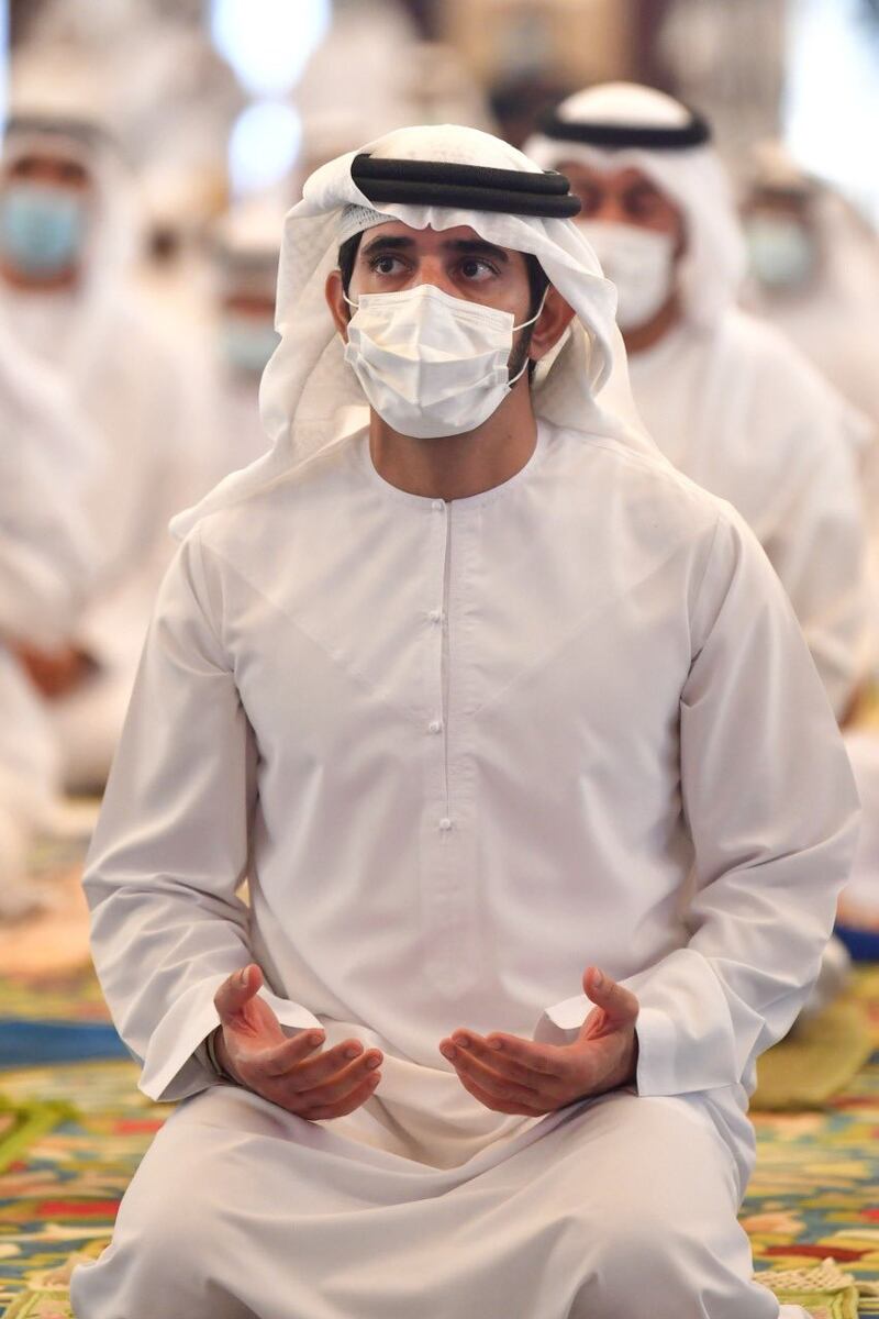 Sheikh Hamdan bin Mohammed performs Eid Al Adha prayers.
