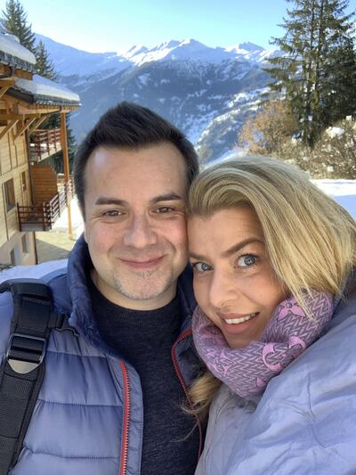 Tania Kreindler and her husband. The couple has saved by not spending on eating out, hosting friends at home, takeaways or entertaining clients. Courtesy Tania Kreindler