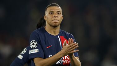 Kylian Mbappe of PSG applauds fans after the UEFA Champions League semi-finals, 2nd leg soccer match of Paris Saint-Germain against Borussia Dortmund, in Paris, France, 07 May 2024.  PSG lost the match 0-1 and the tie 0-2 on aggregate with Borussia Dortmund advancing to the final.   EPA / YOAN VALAT