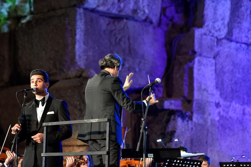 Palestinian singer Mohammed Assaf performs on stage during the annual Baalbeck International Festival (BIF) in Baalbeck, Beqaa Valley, Lebanon, 20 July 2019. The festival runs from 05 July to 03 August 2019.  Photo: EPA