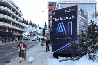A poster at the World Economic Forum WEF in Davos, Switzerland, on January 14. Bloomberg