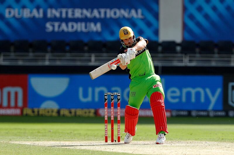 Aaron Finch of Royal Challengers Bangalore batting during match 44 of season 13 of the Dream 11 Indian Premier League (IPL) between the Royal Challengers Bangalore and the Chennai Super Kings held at the Dubai International Cricket Stadium, Dubai in the United Arab Emirates on the 25th October 2020.  Photo by: Saikat Das  / Sportzpics for BCCI
