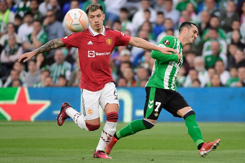 Lisandro Martinez - 7 Cut out a 13th minute Betis attack as the loud crowd sang ‘Yes we can!’ Positioned well to stop another green attack on 37 and performed well alongside Maguire.

AFP