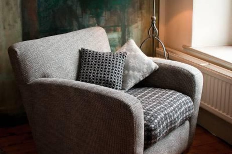 Upholstered Caerdydd armchair, £1,600 (Dh9,592). Courtesy Melin Tregwynt