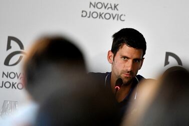 FILE PHOTO: Former world No. 1 tennis player Novak Djokovic speaks during a news conference in Belgrade, Serbia July 26, 2017.  REUTERS / Andrej Isakovic / File Photo