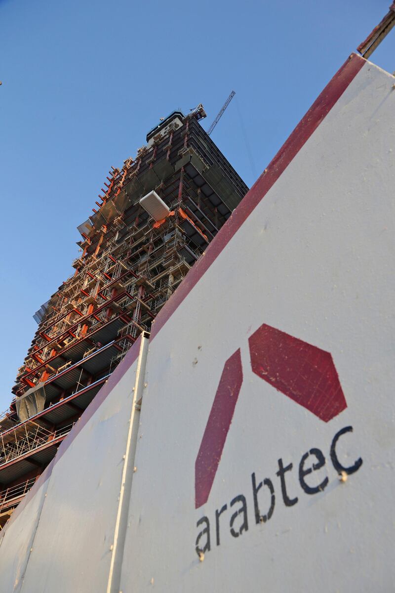 Dubai, United Arab Emirates - January 24, 2017.  The ongoing construction of Tiara United Towers, a high rise development by Arabtec.  ( Jeffrey E Biteng / The National )  Editor's Note;  for stocks. *** Local Caption ***  JB240117-Arabtec03.jpg