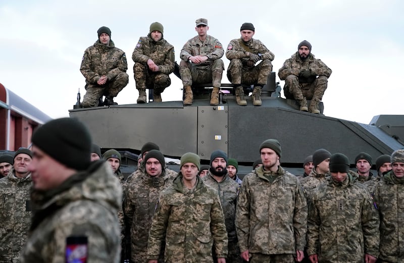Ukrainian troops in Lulworth, where they are training. Getty Images