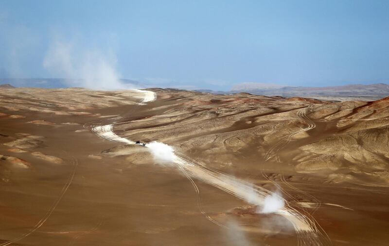 Vehicles take part in the second stage of the Inca Challenge 2018 Dakar Series, 300km south of Lima in Peru. EPA